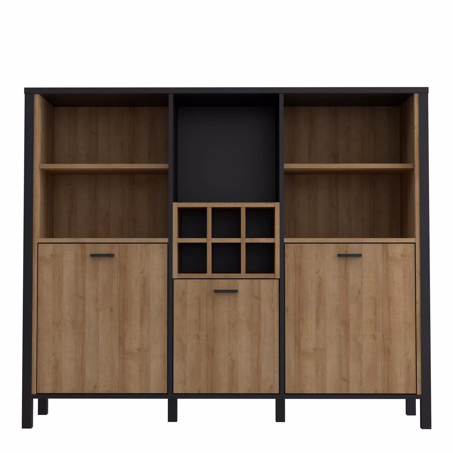 Furniture To Go High Rock Industrial Shelf Unit with Oak and Metal in Black – 2