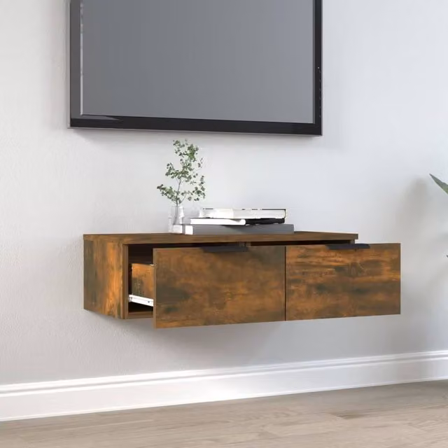 Berkfield Home Smoked Oak Wall Cabinet in Brown, W/D/H: 68 x 30 x 20 cm – 1
