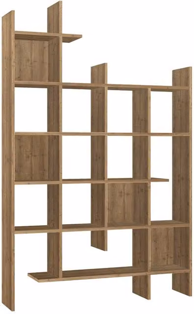 CALICOSY Manco 18-Shelf Shelving Unit in Light Brown, H 188 cm x W 122 cm x D 44.42 cm