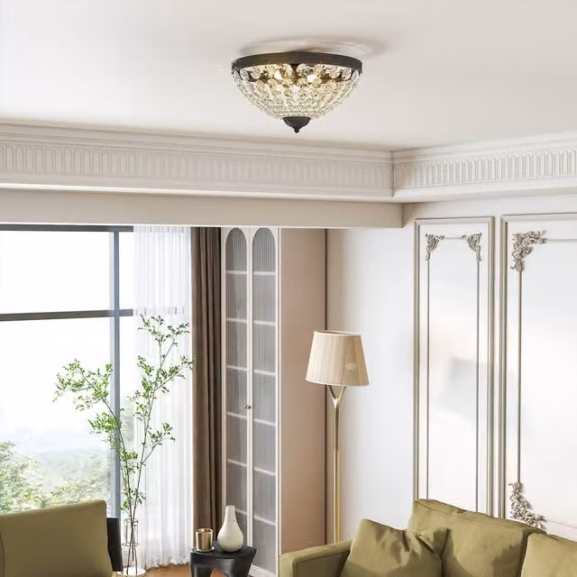 HOMCOM Crystal Chandelier Ceiling Light in Black