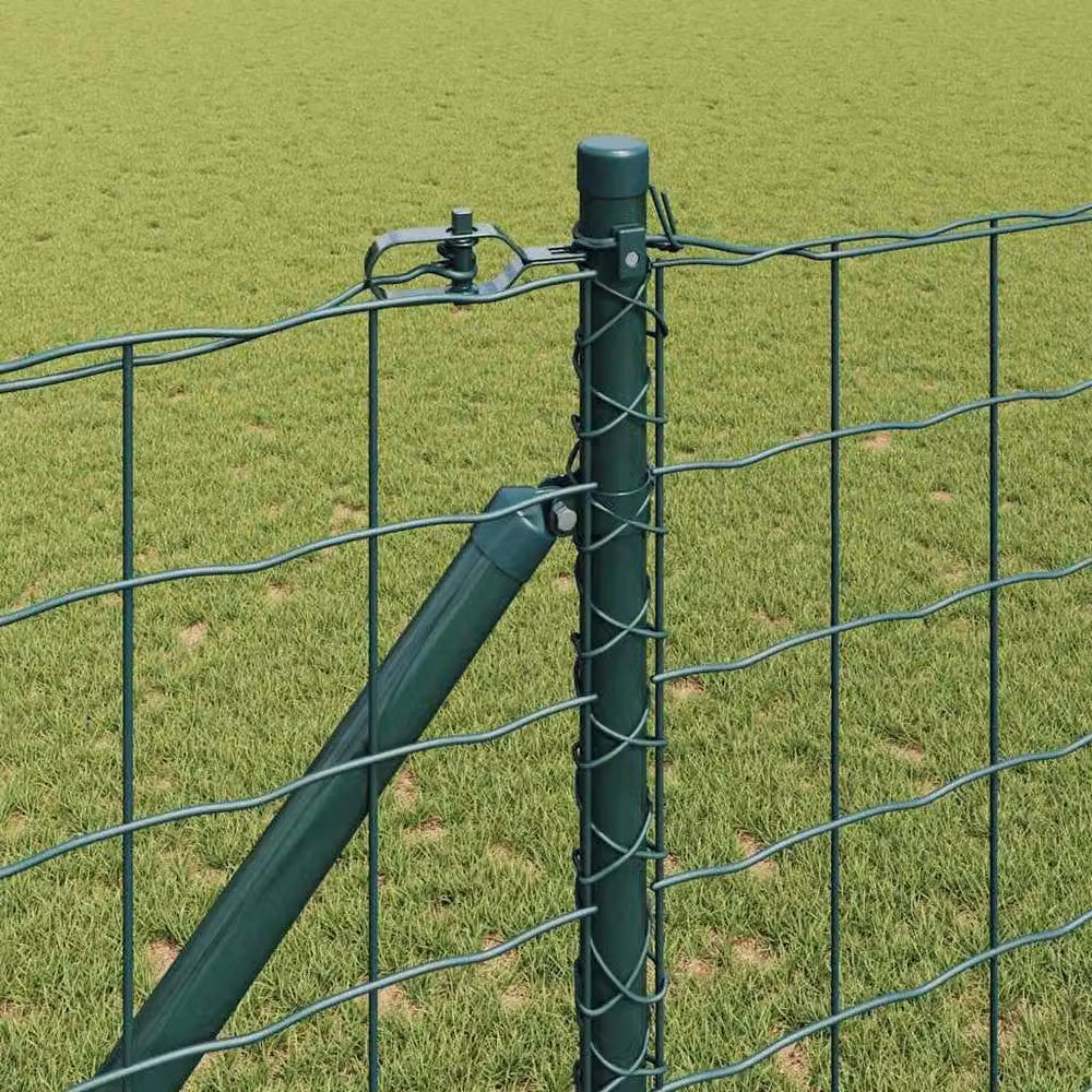 Berkfield Home Green Euro Fence with 13 Spike Posts, 1 x 25 m, Galvanised Steel – 2