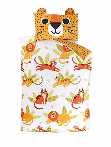 Rapport Home Wild Cats Polycotton Reversible Kids Duvet Cover and Pillowcase Set, Multicolour, Duvet: 135 x 200 cm, Pillowcase: 50 x 75 cm – 2