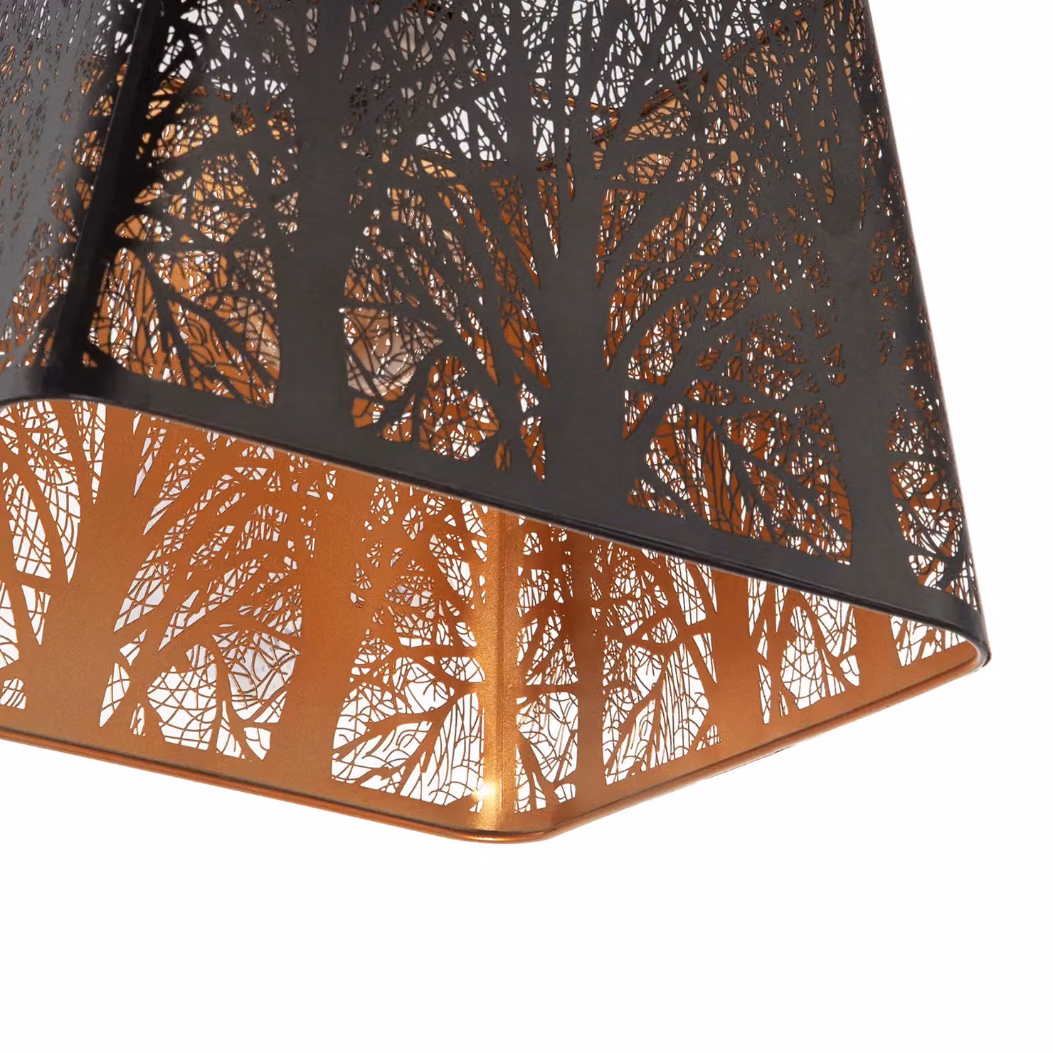 Happy Homewares Matte Black Tree Forest Pendant Lighting Shade with Satin Gold Inner – 3
