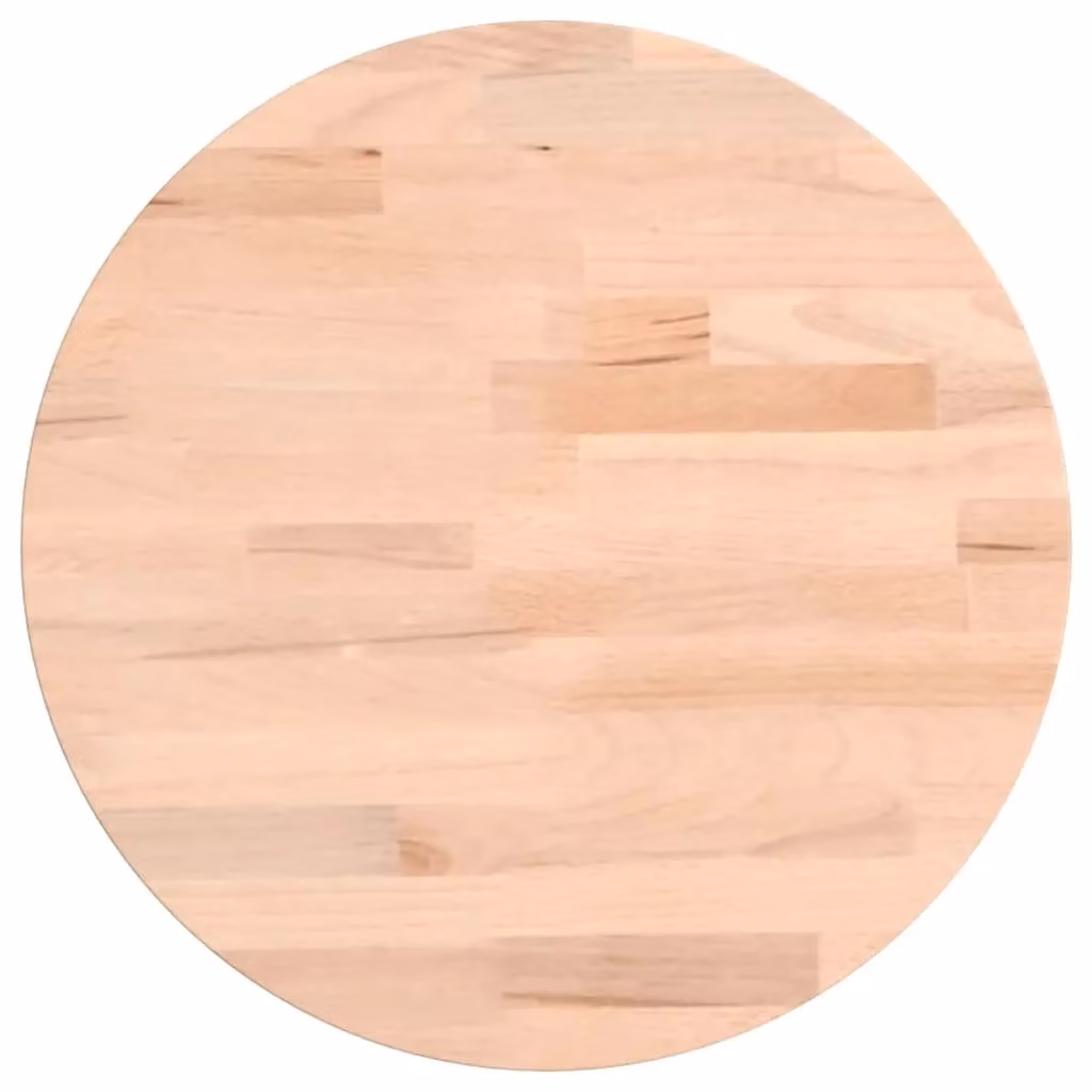 Berkfield Home Round Solid Wood Beech Table Top in Brown, Diameter: 30 cm, Height: 4 cm