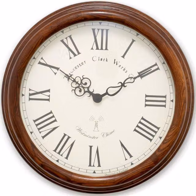 Acctim Lacock Radio Controlled Westminster Chime Wall Clock in Brown Wood