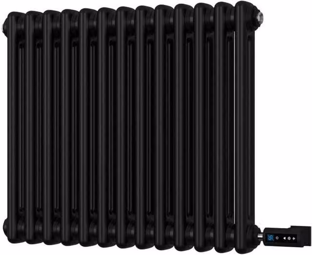 UK Radiators Alpha Black Electric 2 Column Traditional Cast-Iron Style Steel Radiator W: 59.2 cm, H: 50.0 cm – 1
