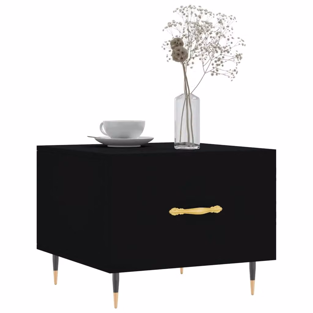 Berkfield Home Set of 2 Black Modern Square Coffee Tables in Engineered Wood, W/D/H: 50 x 50 x 40 cm – 2