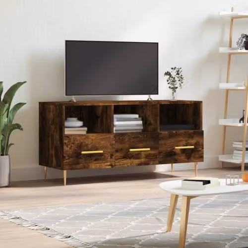 vidaXL Modern TV Cabinet in Smoked Oak and Metal, W/D/H: 102 x 36 x 50 cm – 2
