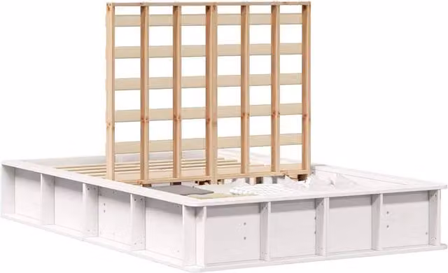 Berkfield Home White Solid Wood Bed Frame with Lift-Up Storage, W/D/H: 140 x 200 cm – 1