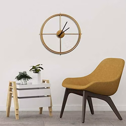WALPLUS Modern Gold Geometric Metal Wall Clock, Diameter: 50 cm – 1