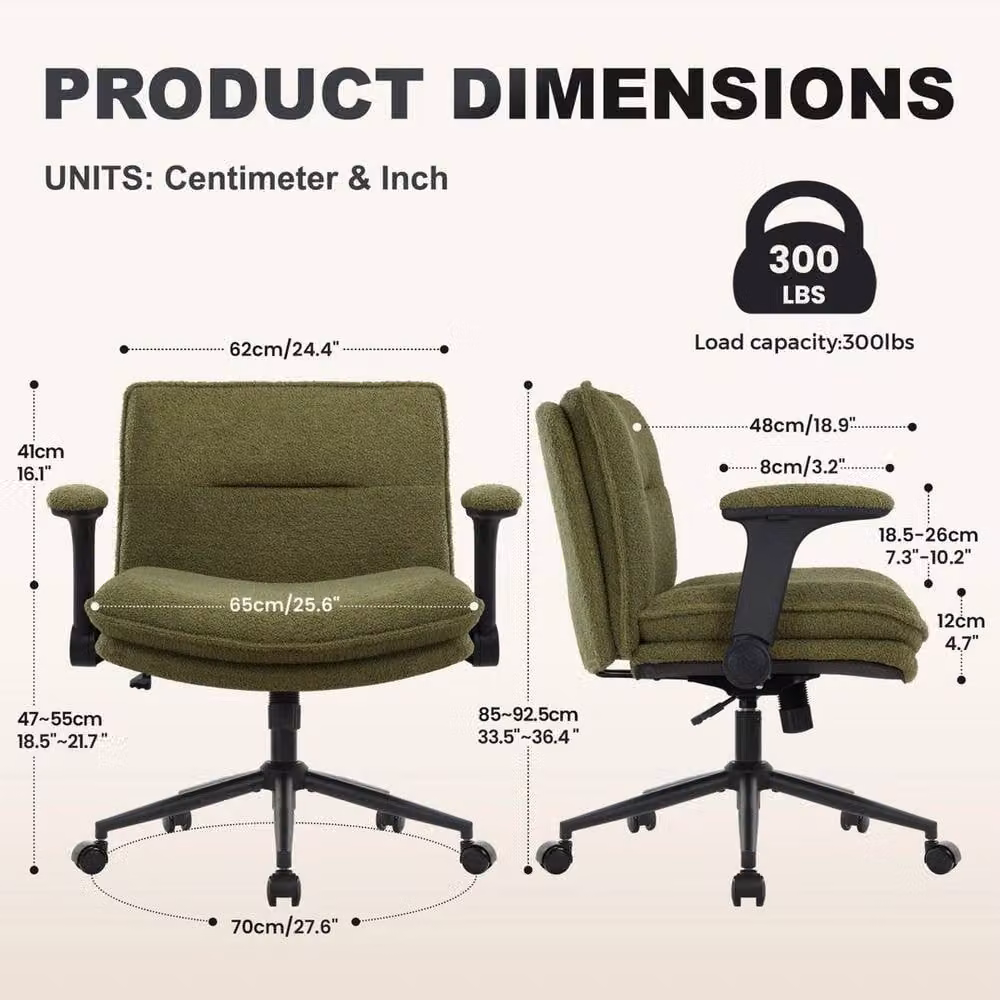 KORVIXA Green Bouclé Ergonomic Accent Chair with Flip-Up Arms – 2