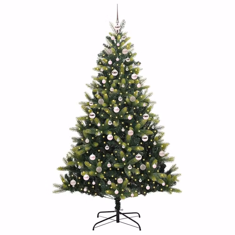 Berkfield Home Artificial Hinged Christmas Tree with 300 LEDs, Green, Height: 210 cm – 3