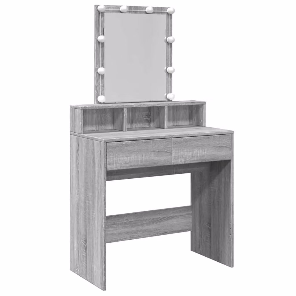 Berkfield Home LED Dressing Table in Grey Sonoma, W: 80 cm, D: 41 cm, H: 144.5 cm – 2
