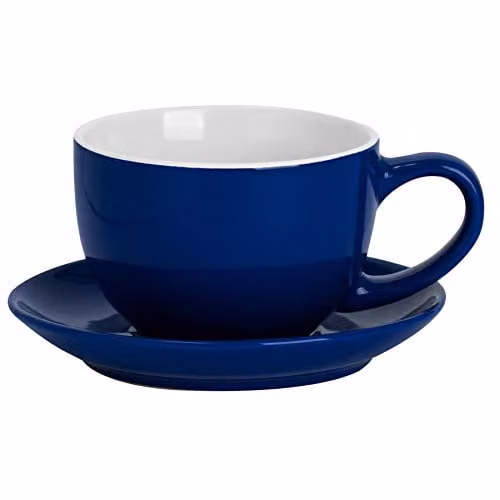 Argon Tableware Blue Stoneware Cappuccino Cup and Saucer Set, 250ml – 1