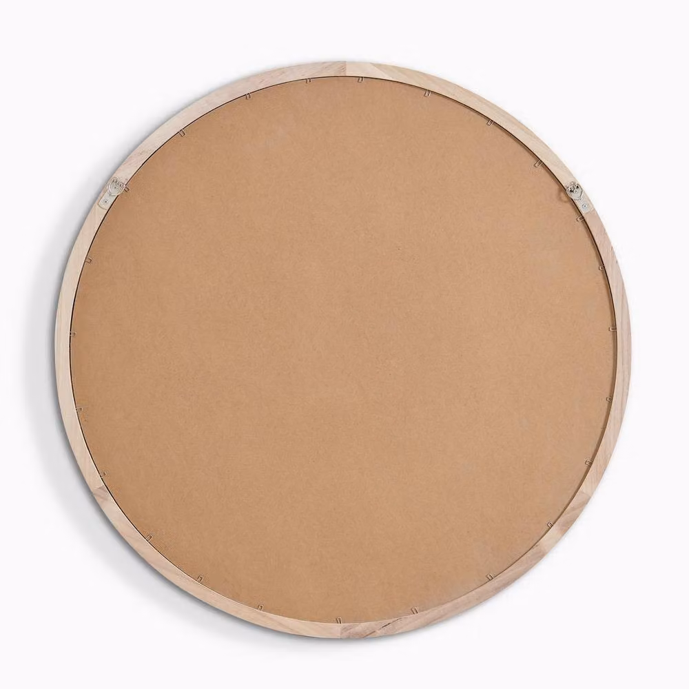 FurnitureboxUK Judith Round Oak Wood Wall Mirror in Brown, Diameter: 80 cm – 2