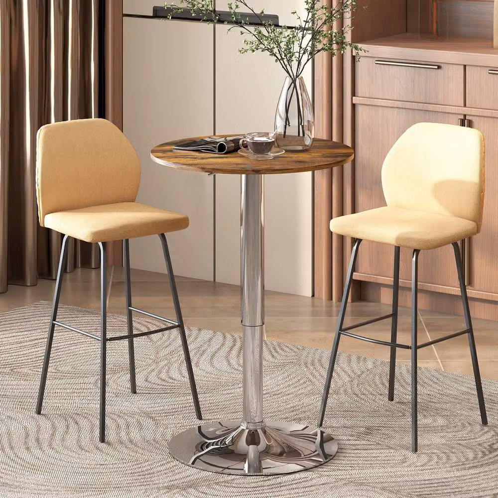 STILVORA Round Bar Table with Adjustable Height and Rotating Top in Brown – 3