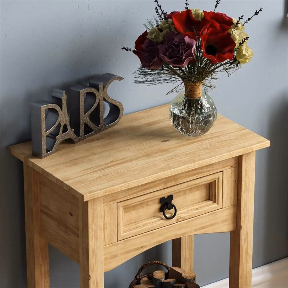 FORGEVIO Modern 1 Drawer Wood Console Table in Brown – 2
