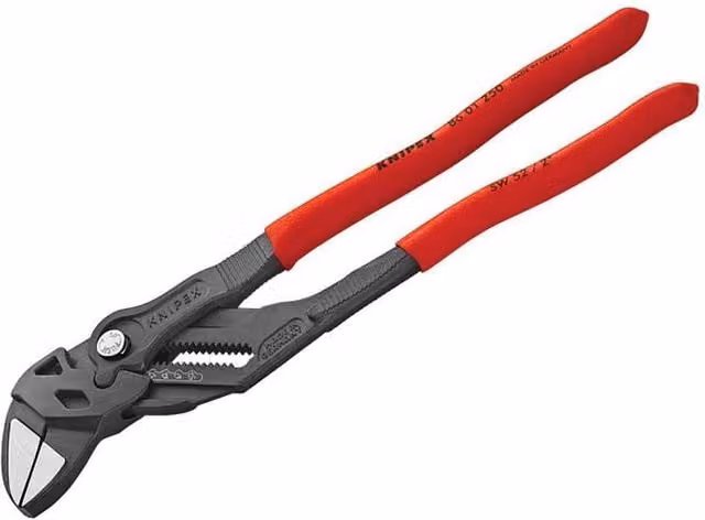Knipex Pliers Wrench with PVC Grip, 250 mm, Red and Grey