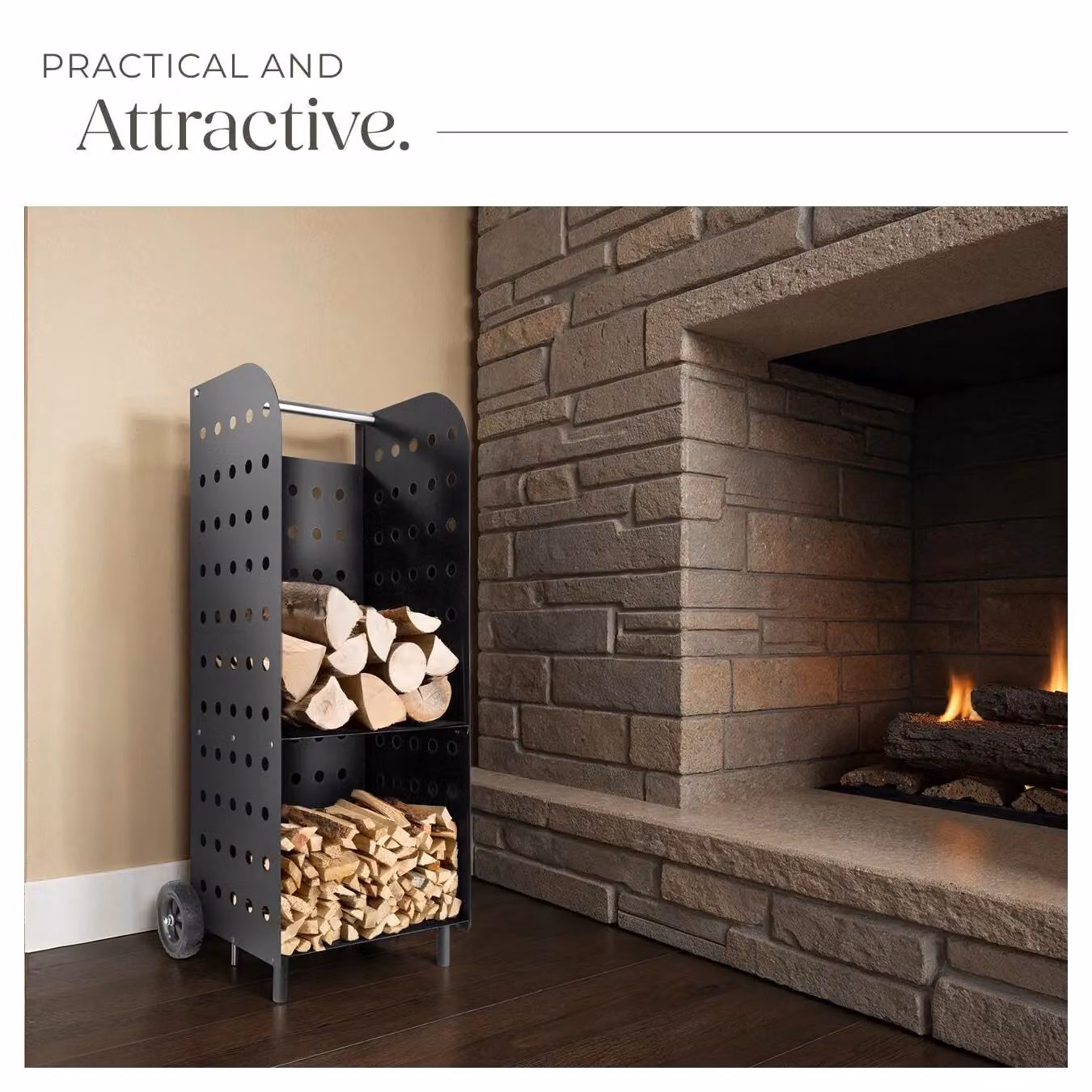 tectake Freestanding Metal Log Holder in Black – 5