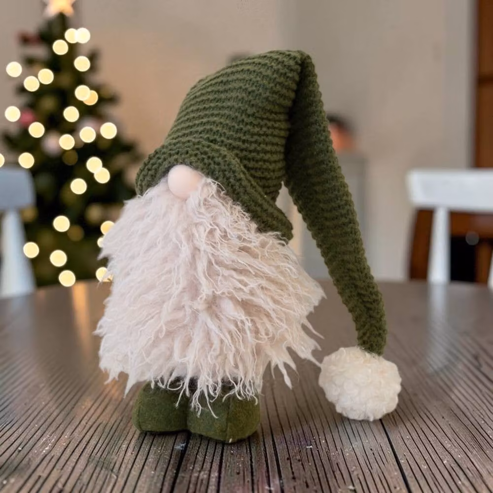 Four Candle Green Standing Christmas Gonk, Height: 32 cm – 2