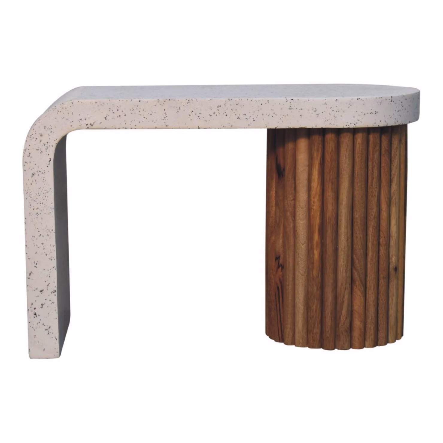 Aosom UK Solid Mango Wood Coffee Table with Hand-painted Terrazzo Top in Brown and White, W/D/H: 70 x 30 x 45 cm – 2