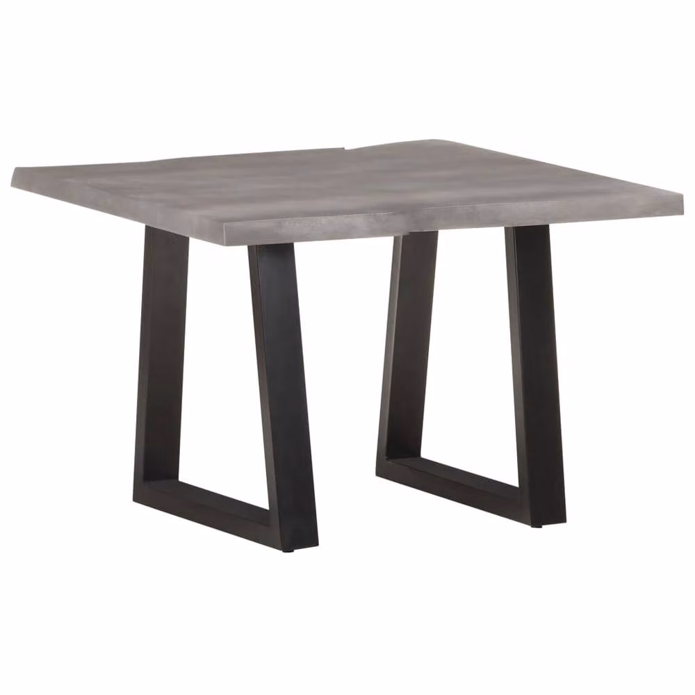 Berkfield Home Live Edge Coffee Table in Grey Solid Acacia Wood W/D/H: 60 x 60 x 40 cm – 1