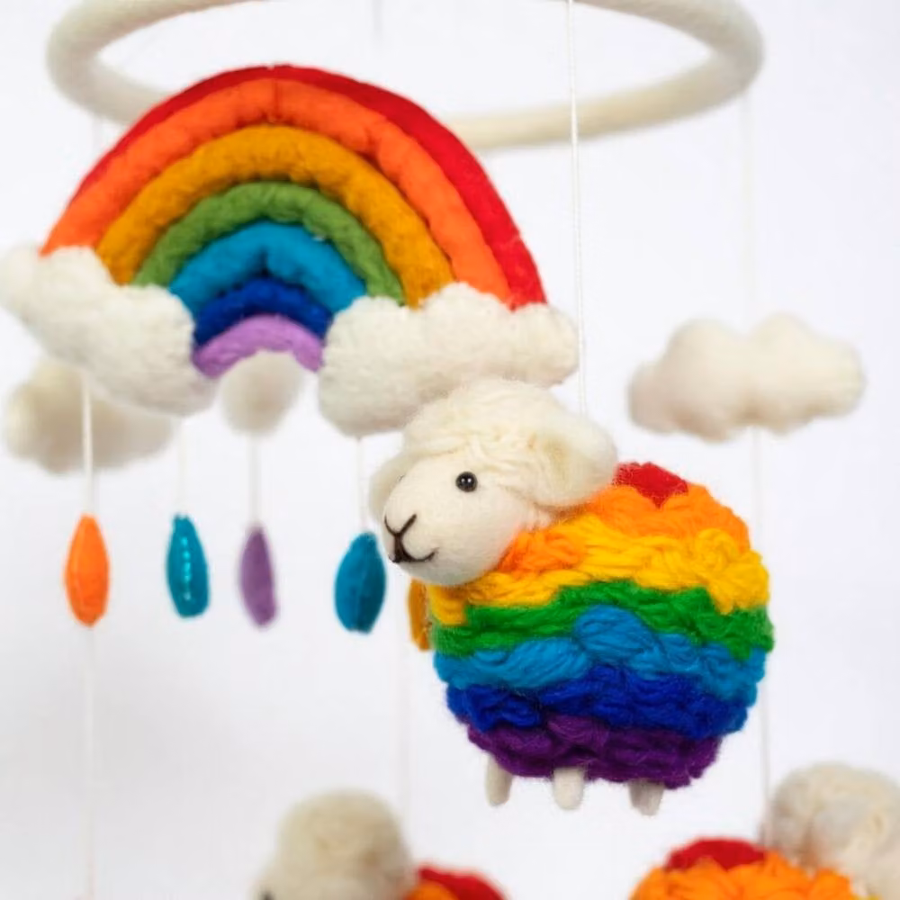 KDMD Rainbow Sheep Handmade Felt Hanging Mobile in Multicolour for Babies – 2