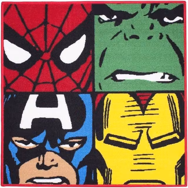 Marvel Avengers Multicoloured Non-Slip Polypropylene Kids Rug