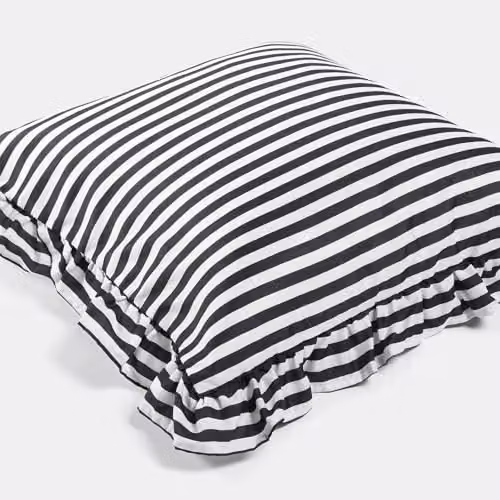 OHS Pack of 2 Striped Frill Cushion Covers, Monochrome Black and White, W/D/H: 45 x 45 x 45 cm – 5