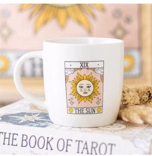 KDMD The Sun Vintage Tarot Ceramic Mug in White, 350 ml