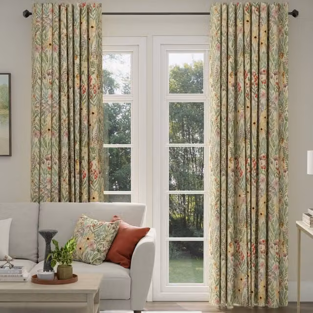 ANTE DECOR Meadow Tapestry Made To Measure Blackout Floral Curtains in Beige and Multicolour