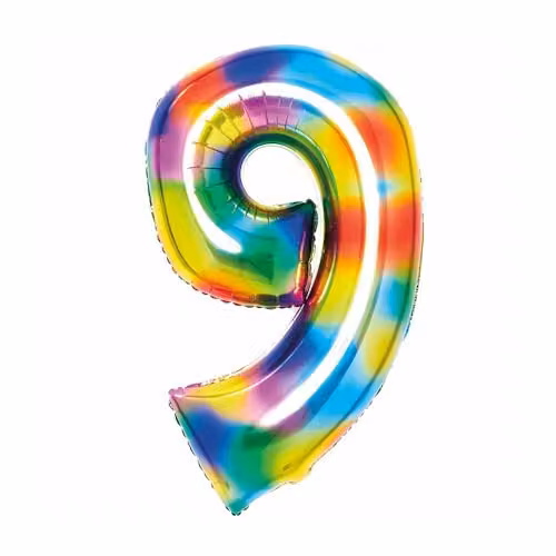 Amscan Large Rainbow Number 9 Hanging Decoration, Multicolour