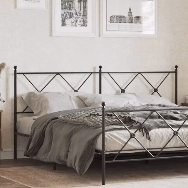 Berkfield Home Classic Metal Headboard in Black, 180cm – 1