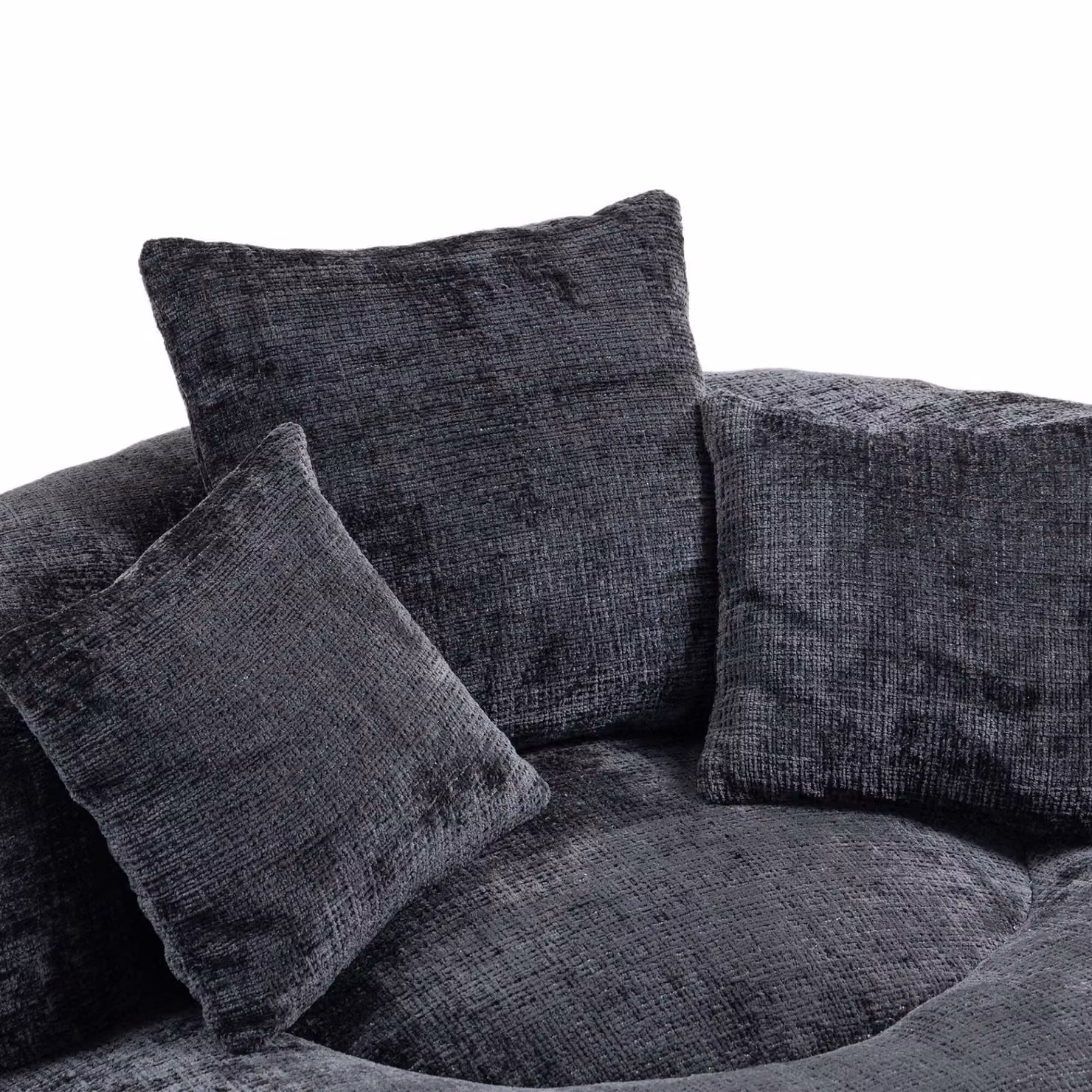 Aosom UK Luxurious Black Chenille Bean Bag Chair with 3 Pillows and Memory Foam Filling, W/D/H: 108 x 108 x 52 cm – 6