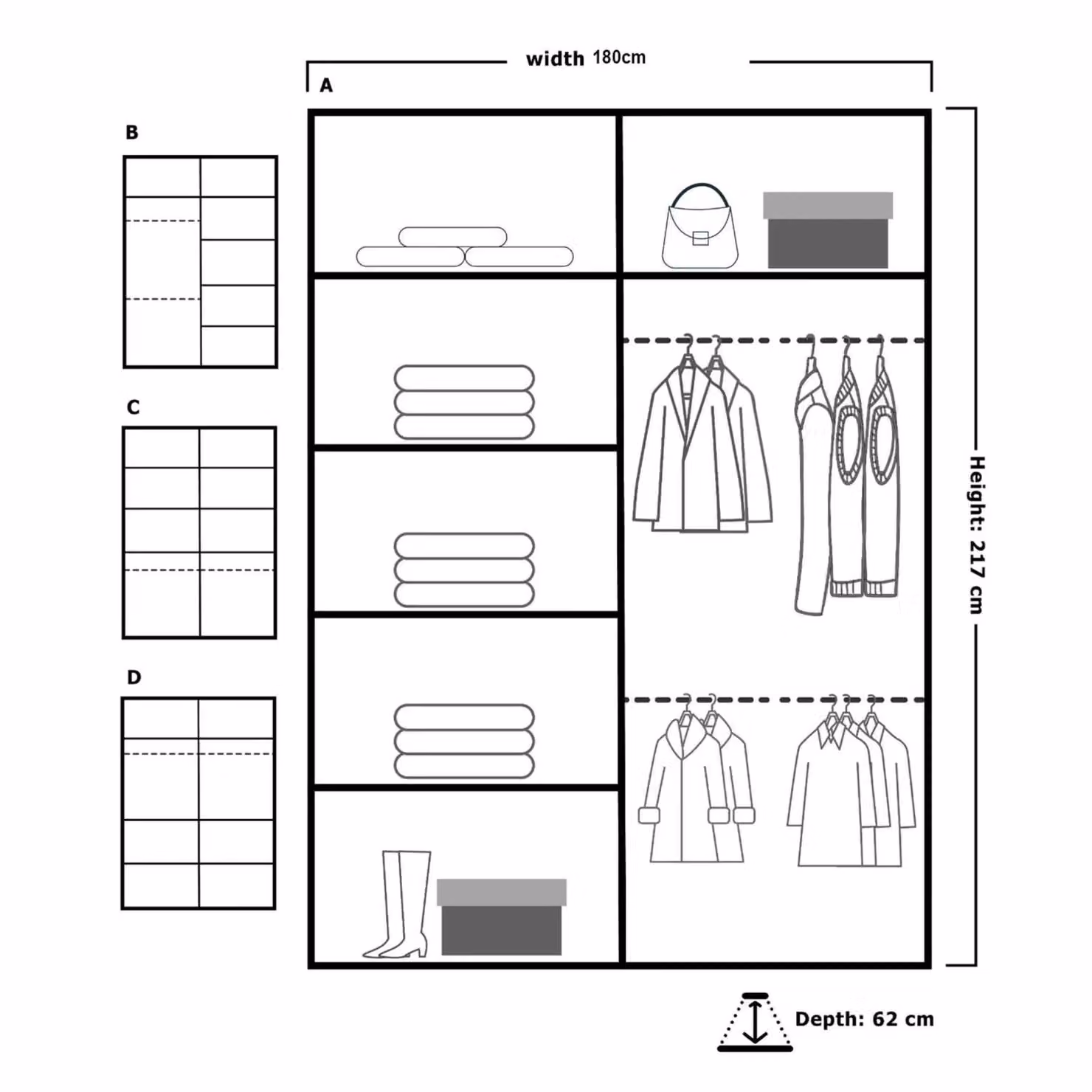 MN Furniture Basel Black Glossy Sliding Wardrobe with LED Lighting and Mirror Doors W/H: 180 x 217 cm – 3