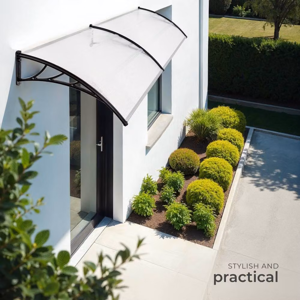 tectake Transparent Polycarbonate Canopy Rain Shelter in Clear, W: 200 cm, D: 40 cm – 5