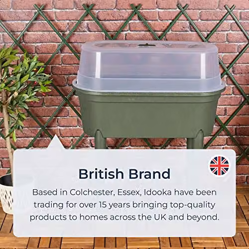 idooka Small Green Plastic Planter Propagation Station and Potting Bench for Indoor or Outdoor Use, W/D/H: 77 x 40 x 83 cm – 4