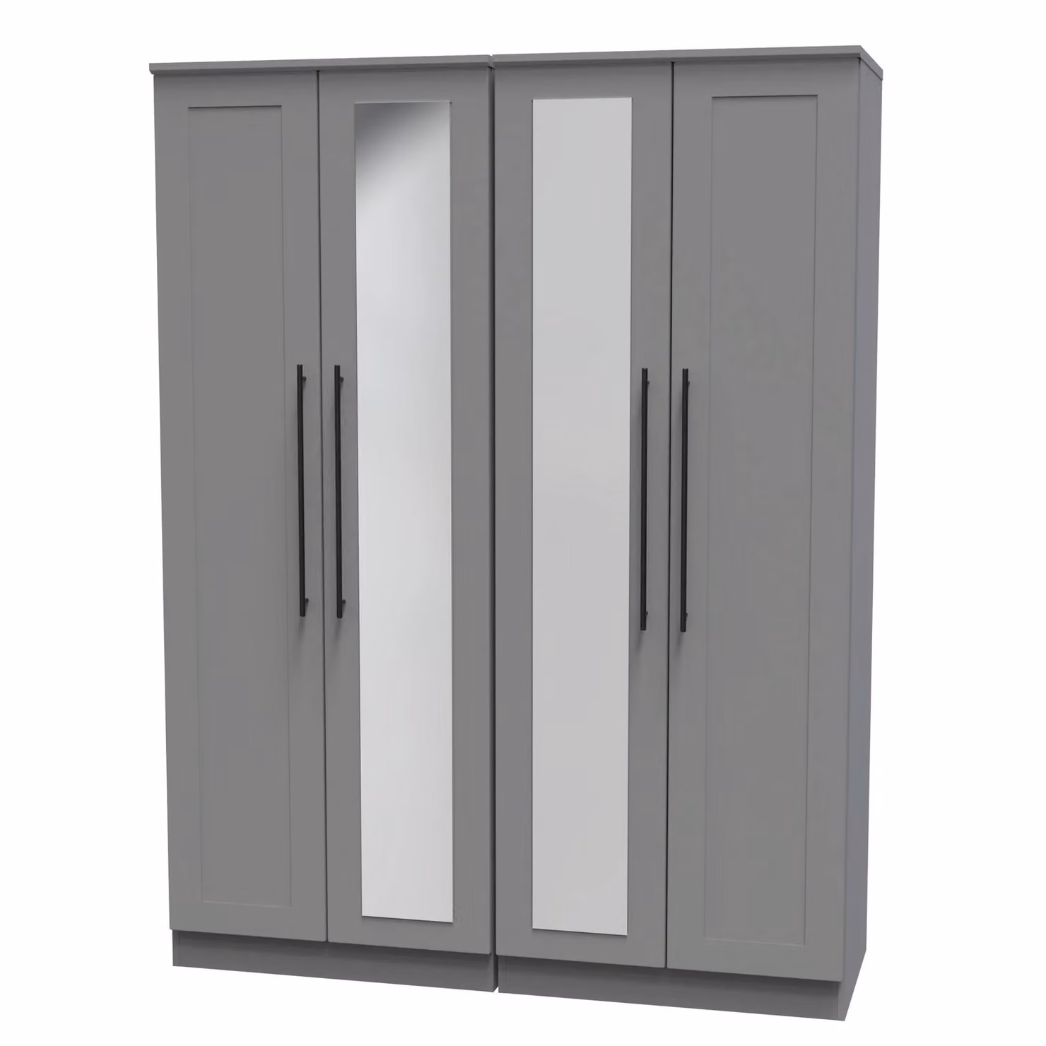 2 U Howard Tall 4 Door Wardrobe with 2 Centre Mirrors in Dark Grey – 2