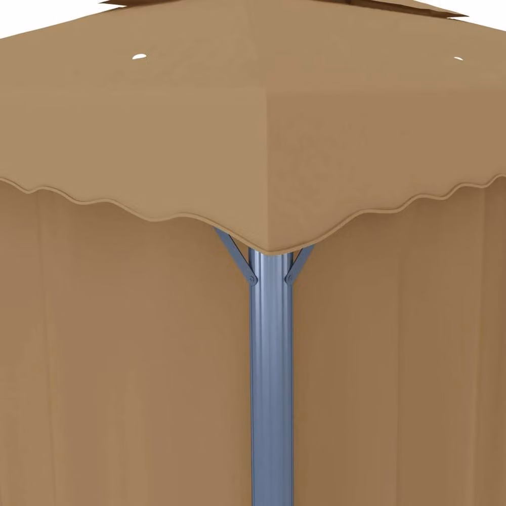 Berkfield Home Gazebo with Curtains, Beige Aluminium, W/D/H: 300 x 300 x 270 cm – 3