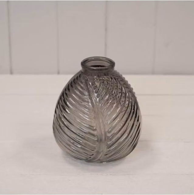 KDMD Smoky Grey Leaf Glass Bottle