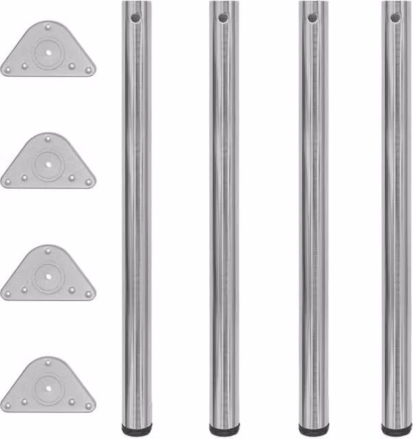 Berkfield Home Height Adjustable Table Legs, Brushed Nickel, Silver, Height: 87 cm
