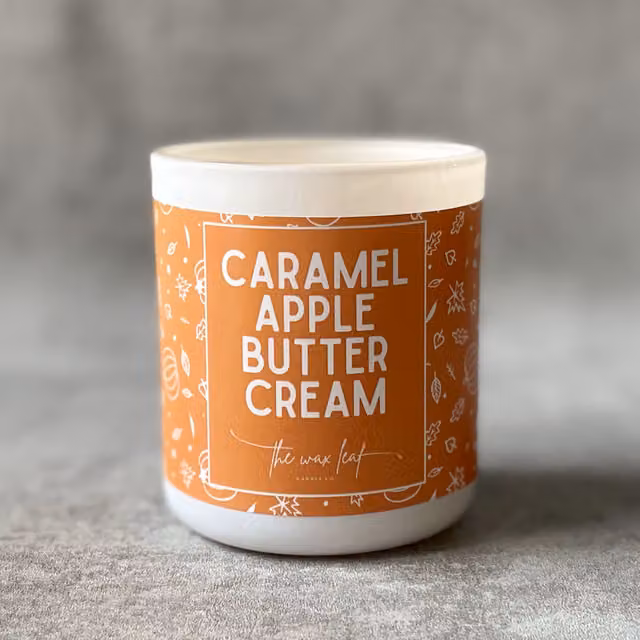 The Wax Leaf Candle Co Caramel Apple Scented Autumn Candle in Orange