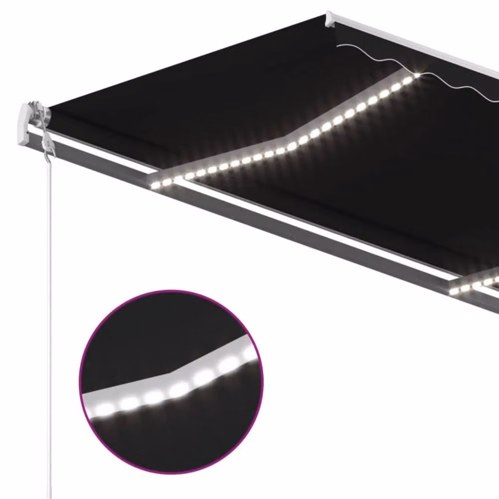 Berkfield Home Manual Retractable Awning with LED, Anthracite and Black, W: 450 cm, D: 350 cm – 2