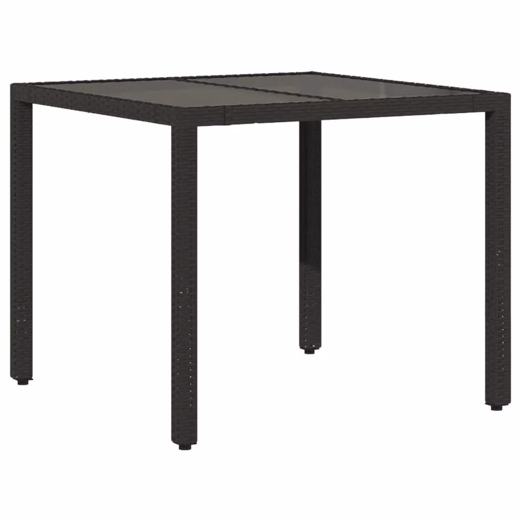 Berkfield Home Modern Garden Table with Glass Top in Black, W/D/H: 90 x 90 x 75 cm – 2