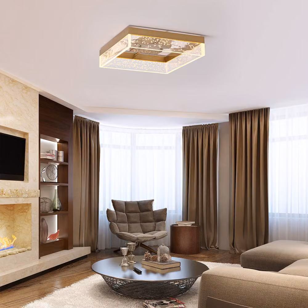 NIVOR 20W LED Modern Round Ceiling Lamp in Gold and Transparent Warm White – 4