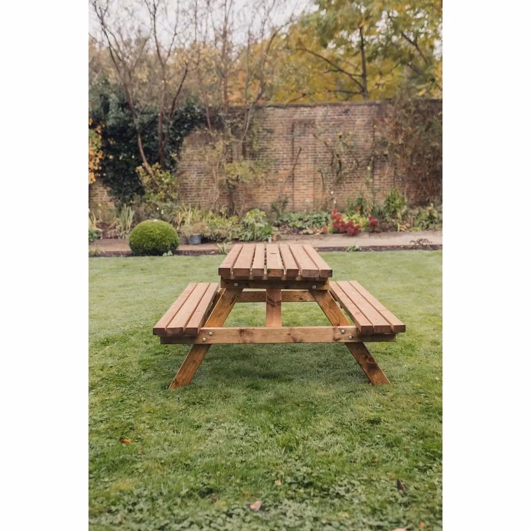 Churnet Valley Garden Furniture Ltd Valley Deluxe Picnic Table in Brown, W: 150 cm, D: 150 cm, H: 90 cm – 1