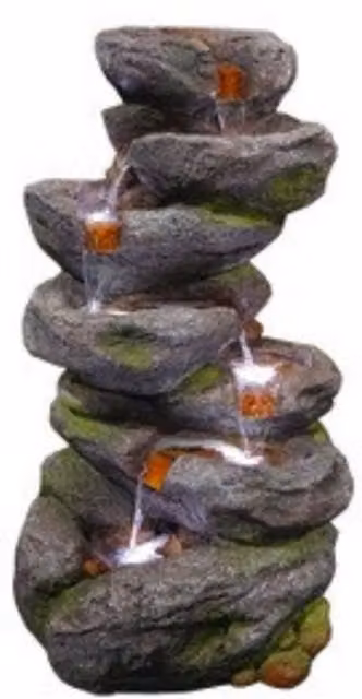 Tranquility Misthaven Falls Rock Effect Solar Cascade Water Feature in Grey