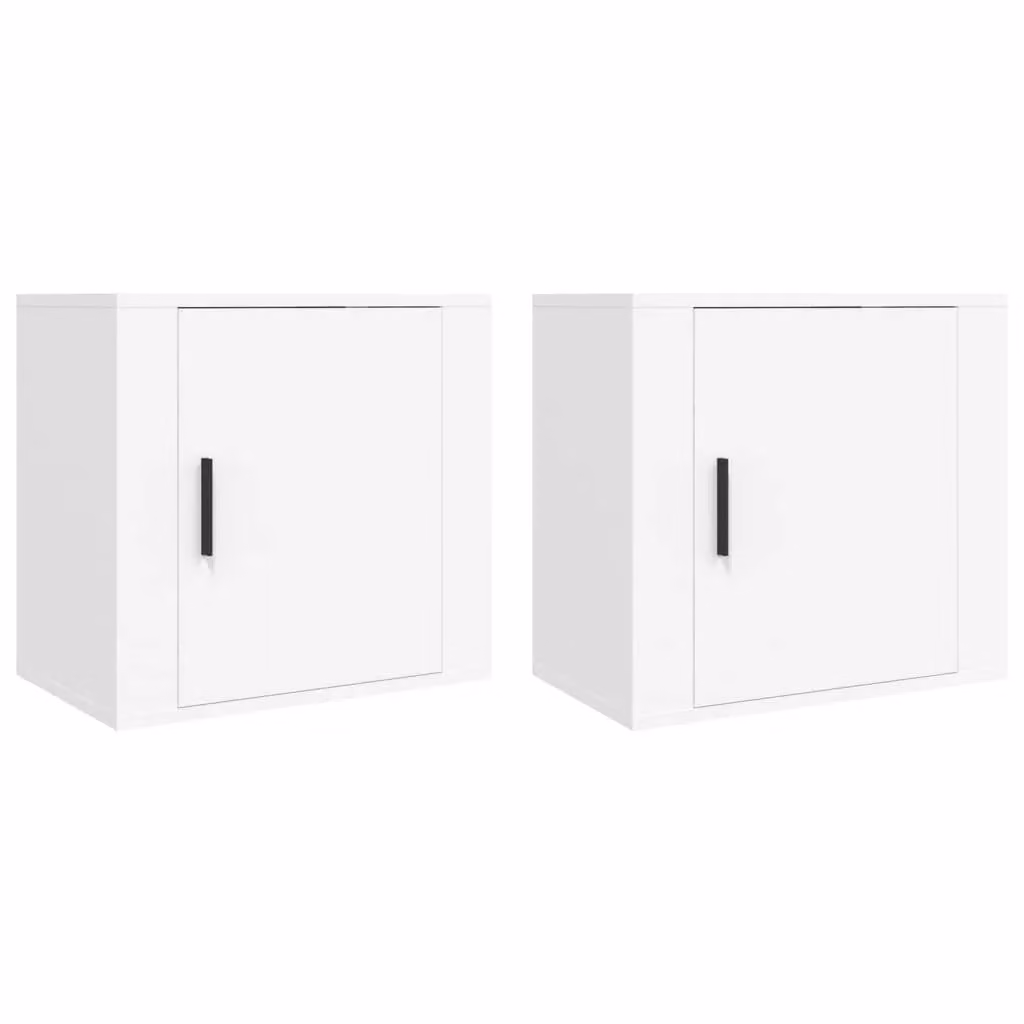 Berkfield Home Wall-mounted Bedside Cabinets, 2 Piece, White, W: 50 cm, D: 30 cm, H: 47 cm