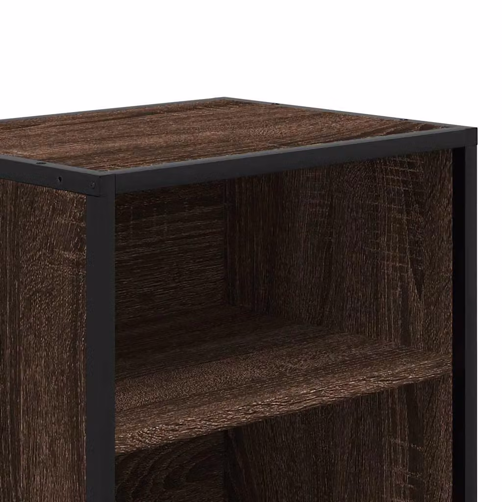 Berkfield Home Set of 2 Brown Oak Bedside Cabinets in Engineered Wood and Metal, W: 40 cm, D: 31 cm, H: 50 cm – 6