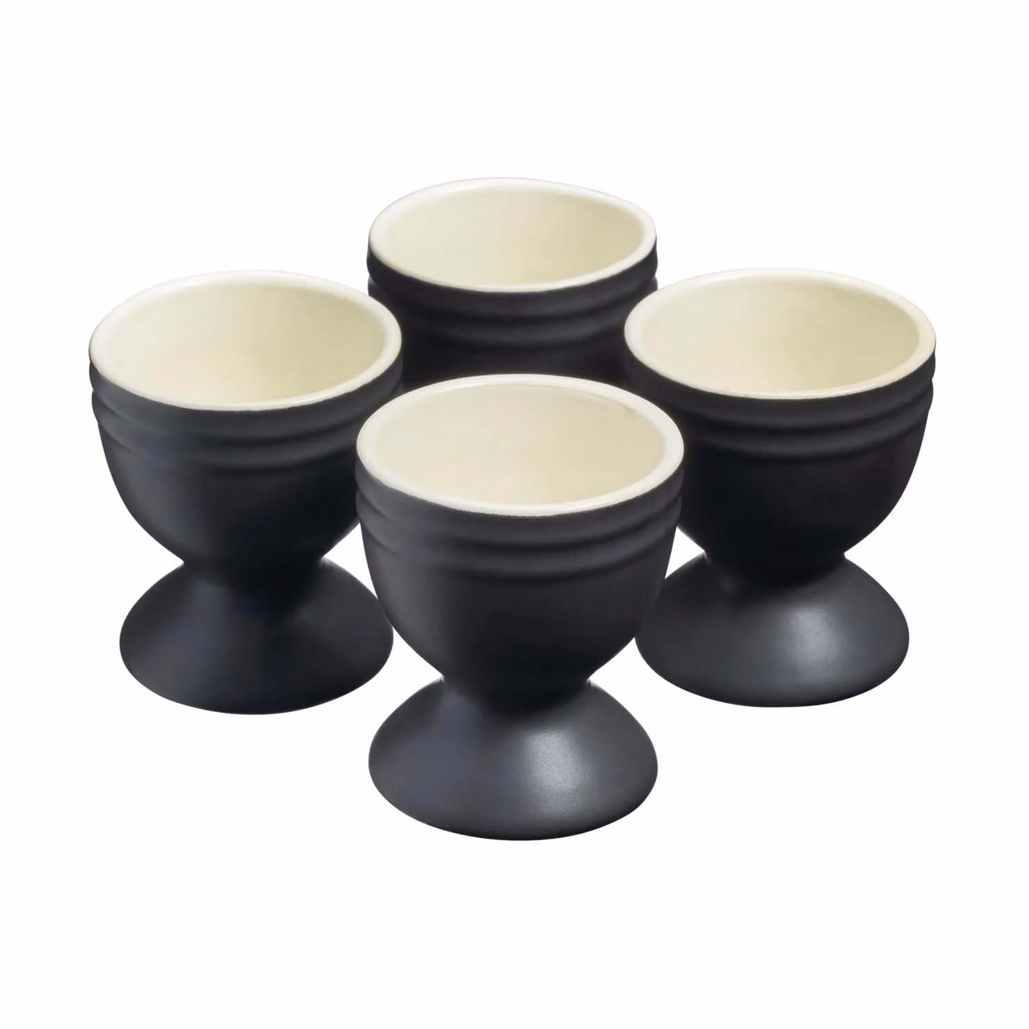 Cooks Professional Set of 4 Black Stoneware Egg Cups, Microwave and Dishwasher Safe – 2